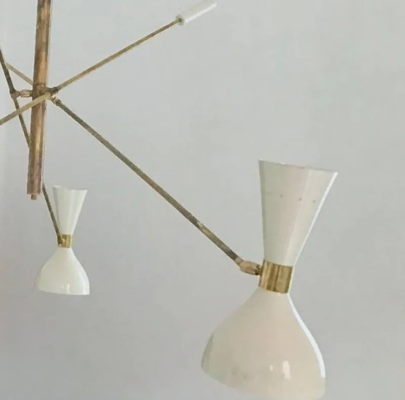 Pamono Adjustable Three-Arm Chandelier by Silvio Piattelli> Ceiling Lights