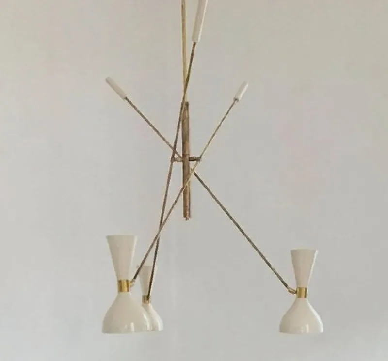 Pamono Adjustable Three-Arm Chandelier by Silvio Piattelli> Ceiling Lights