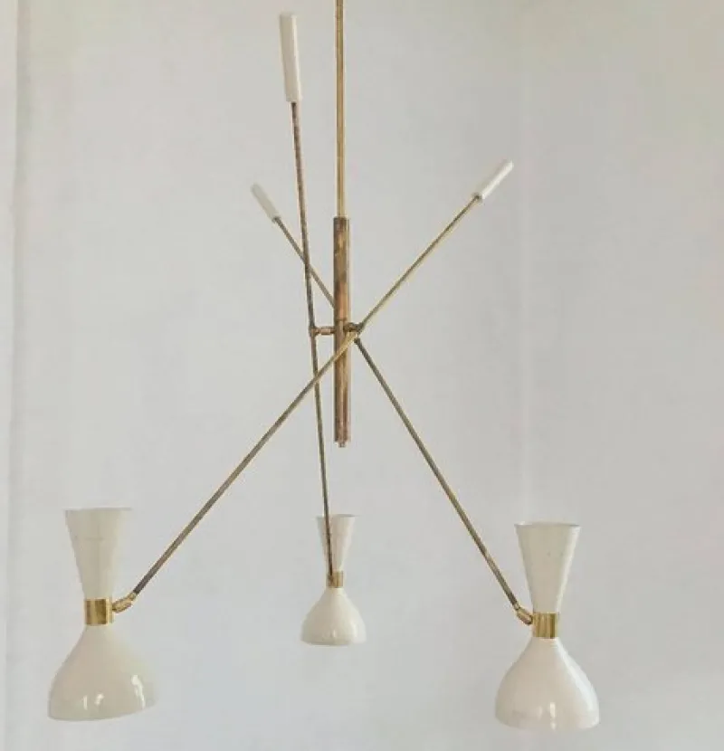 Pamono Adjustable Three-Arm Chandelier by Silvio Piattelli> Ceiling Lights