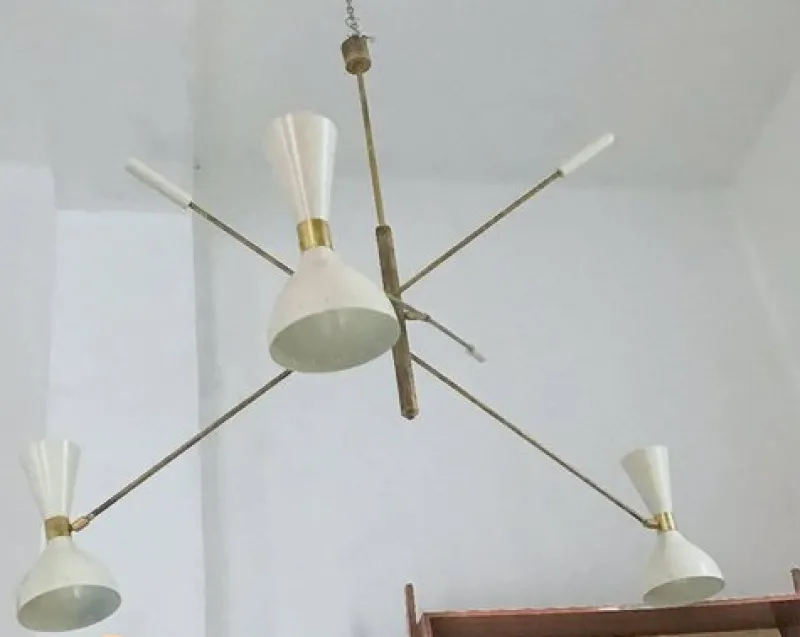 Pamono Adjustable Three-Arm Chandelier by Silvio Piattelli> Ceiling Lights