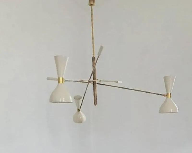 Pamono Adjustable Three-Arm Chandelier by Silvio Piattelli> Ceiling Lights