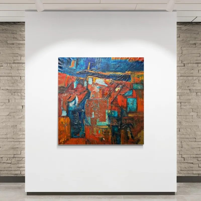 Pamono Adolf Gerhard, Composition-Landscape, German Expressionist, Large Pastose Painting, 1970> Abstraction