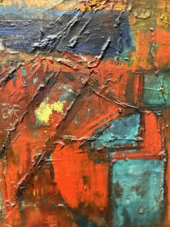 Pamono Adolf Gerhard, Composition-Landscape, German Expressionist, Large Pastose Painting, 1970><noscript><img width=
