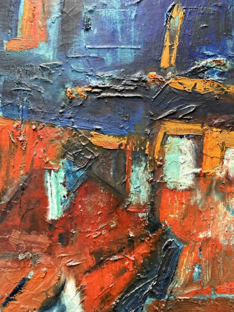 Pamono Adolf Gerhard, Composition-Landscape, German Expressionist, Large Pastose Painting, 1970> Abstraction