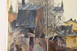 Pamono Adrian Van Arkel, Stockholm City Scene, 1960s, Oil on Canvas, Framed> Mid-Century