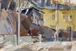 Pamono Adrian Van Arkel, Stockholm City Scene, 1960s, Oil on Canvas, Framed><noscript><img width=