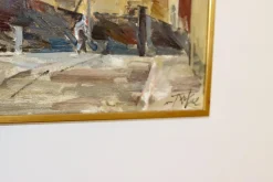 Pamono Adrian Van Arkel, Stockholm City Scene, 1960s, Oil on Canvas, Framed><noscript><img width=