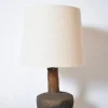 Pamono African Brown Ceramic Lamp with Geometric Pattern, 1970s