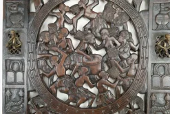 Pamono African Door in Carved Wood and Bronze
