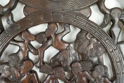 Pamono African Door in Carved Wood and Bronze