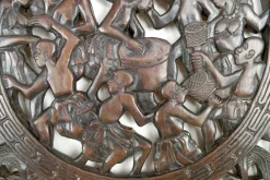 Pamono African Door in Carved Wood and Bronze
