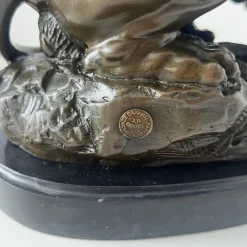 Pamono After A. Barye, Lion with Snake, 20th Century, Bronze><noscript><img width=