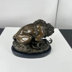 Pamono After A. Barye, Lion with Snake, 20th Century, Bronze><noscript><img width=