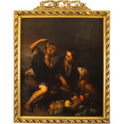 Outlet Pamono After Bartolome Esteban Murillo, Grape and Melon Eaters, Oil on Canvas, Framed