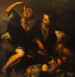 Outlet Pamono After Bartolome Esteban Murillo, Grape and Melon Eaters, Oil on Canvas, Framed