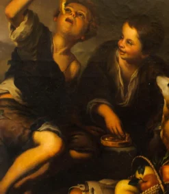 Outlet Pamono After Bartolome Esteban Murillo, Grape and Melon Eaters, Oil on Canvas, Framed