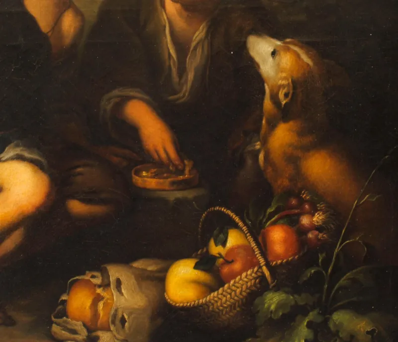 Outlet Pamono After Bartolome Esteban Murillo, Grape and Melon Eaters, Oil on Canvas, Framed