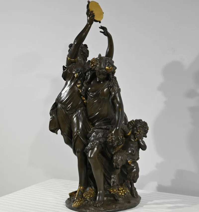 New Pamono After Clodion, Bacchanal, Late 1800s, Bronze