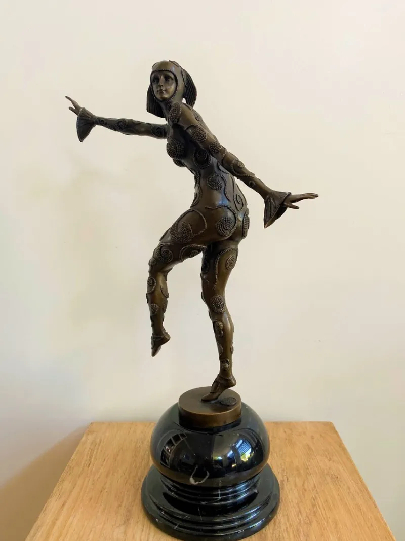 Pamono After D H Chiparus, Art Deco Phoenician Dancer, 1920s, Bronze> Art Deco