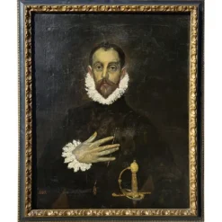 Clearance Pamono After El Greco, The Nobleman with His Hand on His Chest, 1924, Oil Painting, Framed