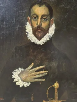 Clearance Pamono After El Greco, The Nobleman with His Hand on His Chest, 1924, Oil Painting, Framed