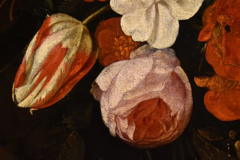 Pamono After Frans Van Everbroeck, Garland of Flowers Still Life, 1670, Oil on Canvas, Framed> Old Masters
