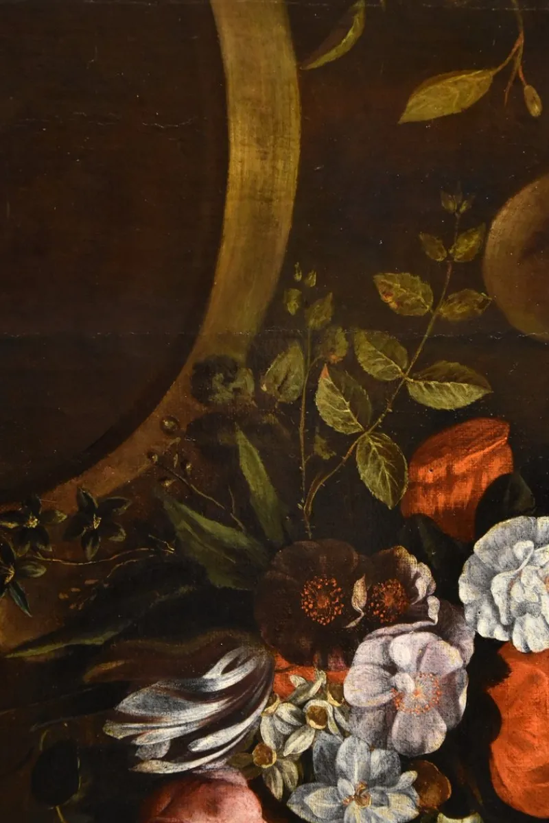 Pamono After Frans Van Everbroeck, Garland of Flowers Still Life, 1670, Oil on Canvas, Framed> Old Masters