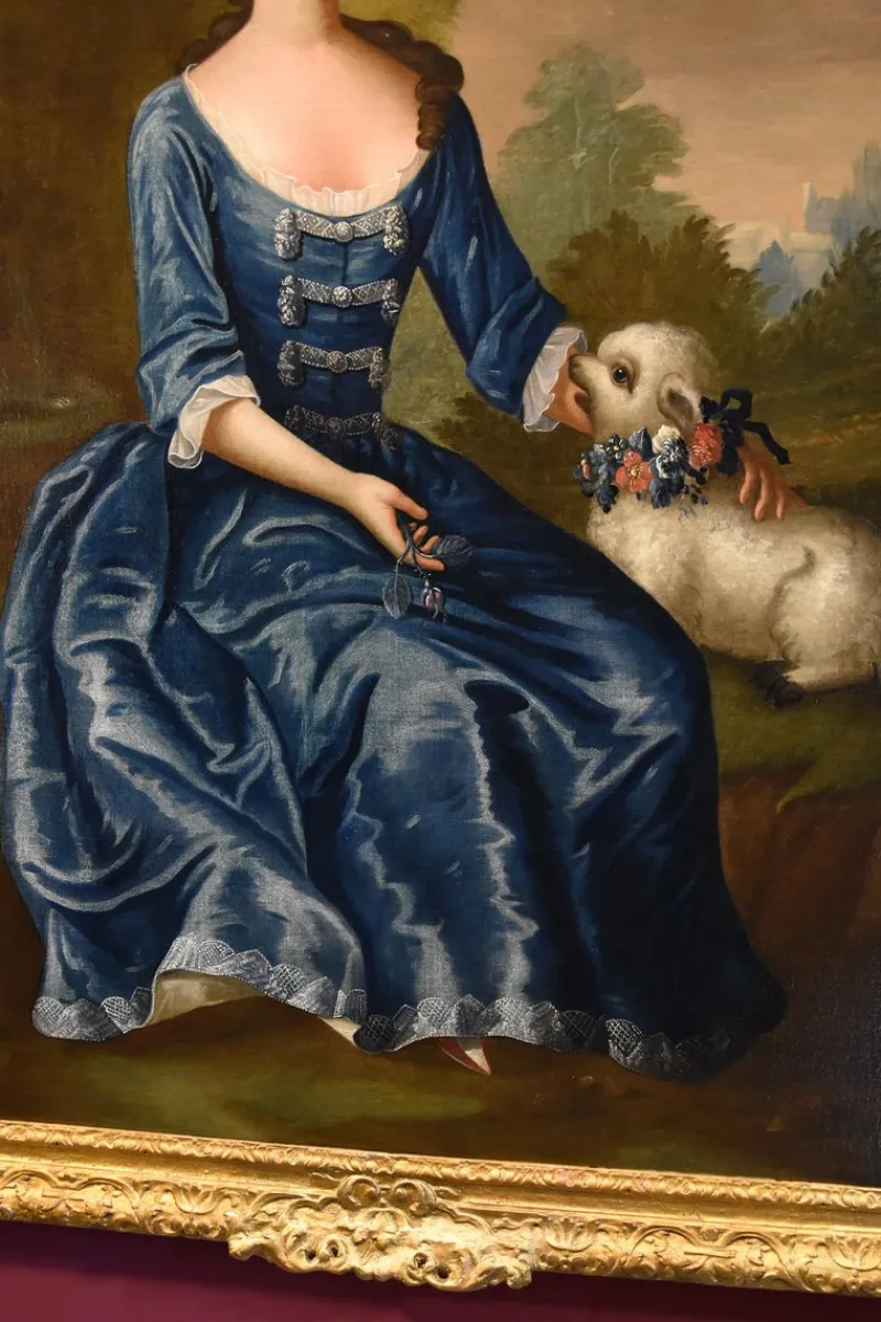Pamono After George Knapton, Portrait of Lady, 1750, Oil on Canvas, Framed> Old Masters