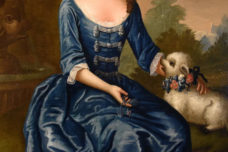Pamono After George Knapton, Portrait of Lady, 1750, Oil on Canvas, Framed> Old Masters