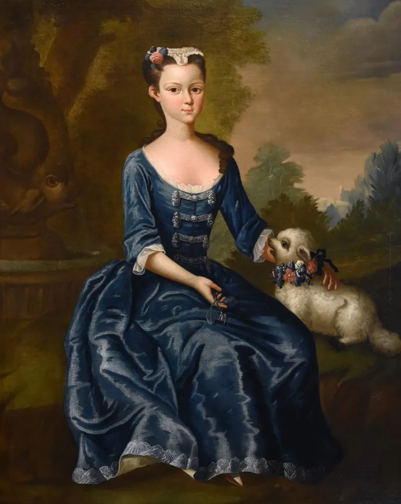 Pamono After George Knapton, Portrait of Lady, 1750, Oil on Canvas, Framed> Old Masters