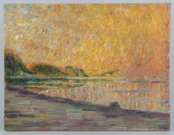 Online Pamono After Georges Lemmen, Beach Scene with Cliffs, Oil on Canvas, 1911