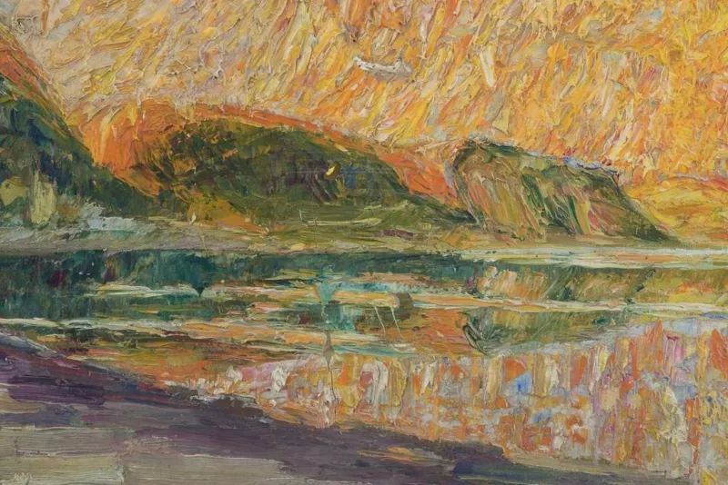 Online Pamono After Georges Lemmen, Beach Scene with Cliffs, Oil on Canvas, 1911