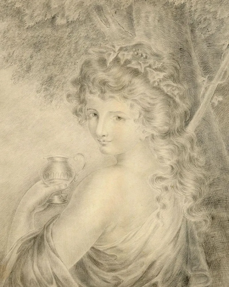 Hot Pamono After Giovanni Battista Cipriani, Bacchante, Early 19th Century, Graphite Drawing