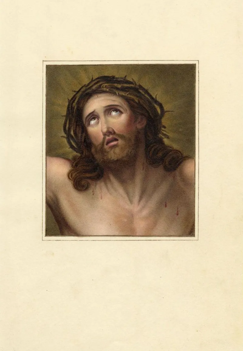 Sale Pamono After Guido Reni, Christ with Crown of Thorns, 1800s, Watercolour Painting