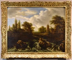 Pamono After Jacob Van Ruisdael, Landscape with Wood, 1670, Oil on Canvas, Framed> Old Masters|Classical