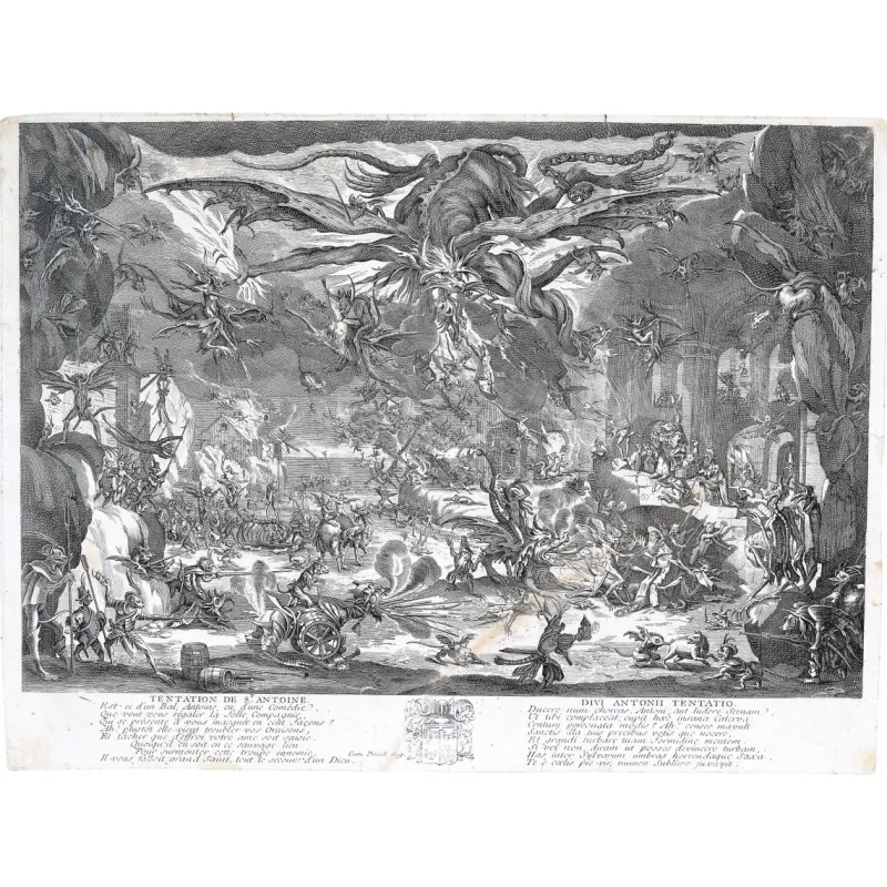 Sale Pamono After Jacques Callot, The Temptation of Saint Anthony, Engraving, 17th Century