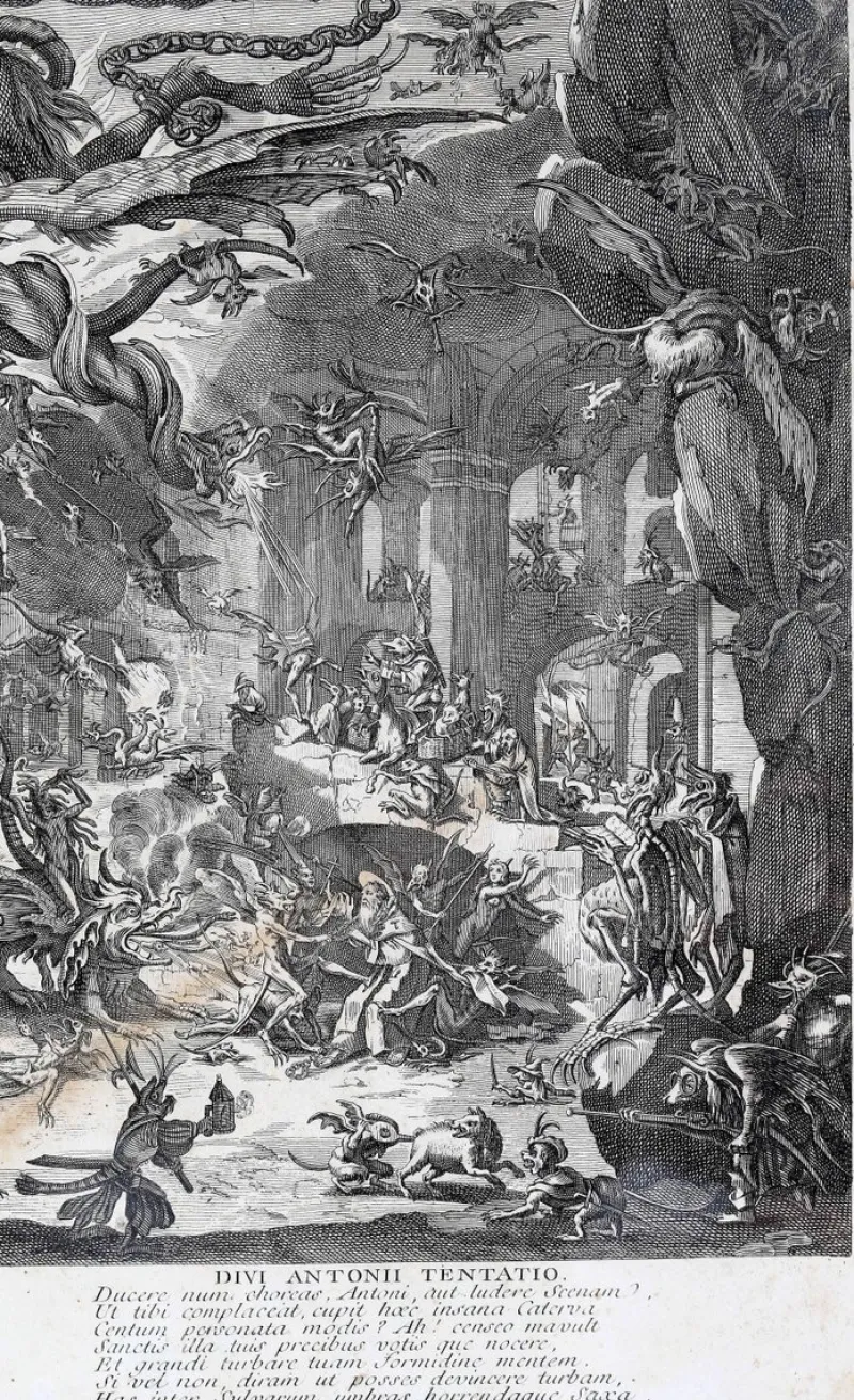 Sale Pamono After Jacques Callot, The Temptation of Saint Anthony, Engraving, 17th Century