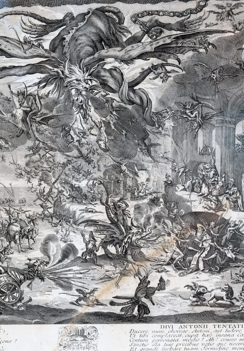 Sale Pamono After Jacques Callot, The Temptation of Saint Anthony, Engraving, 17th Century