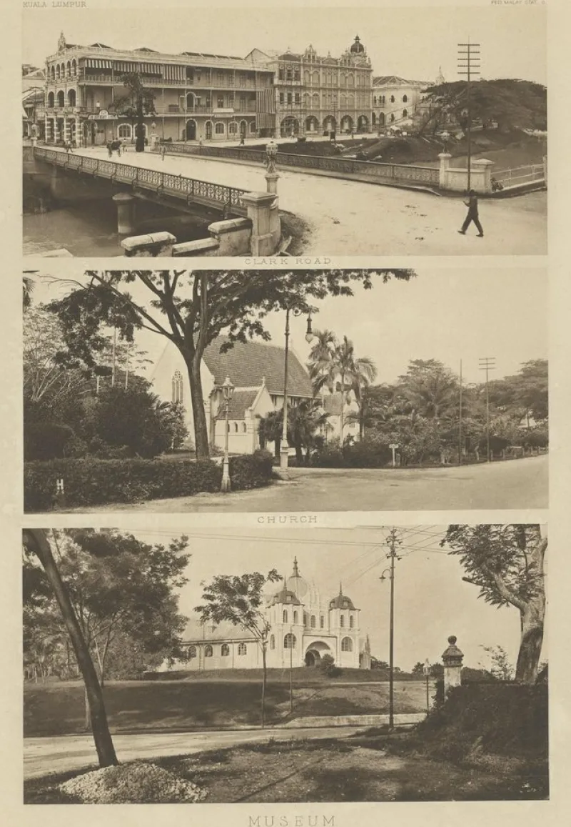 Pamono After Kleingrothe, One Leaf of Kuala Lumpur, Three Views of Malaysia, 1907, Photographic Heliogravure> Photography