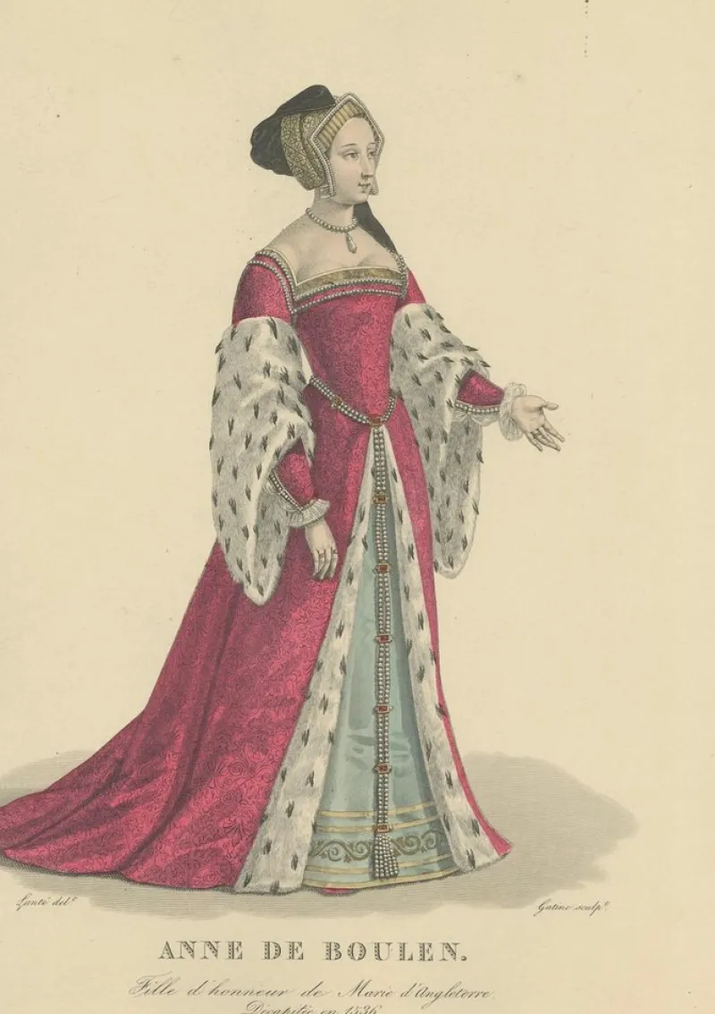 Pamono After Louis Marie Lanté, Anne Boleyn, Queen of England, Handcoloured Engraving, 1900> Prints & Multiples