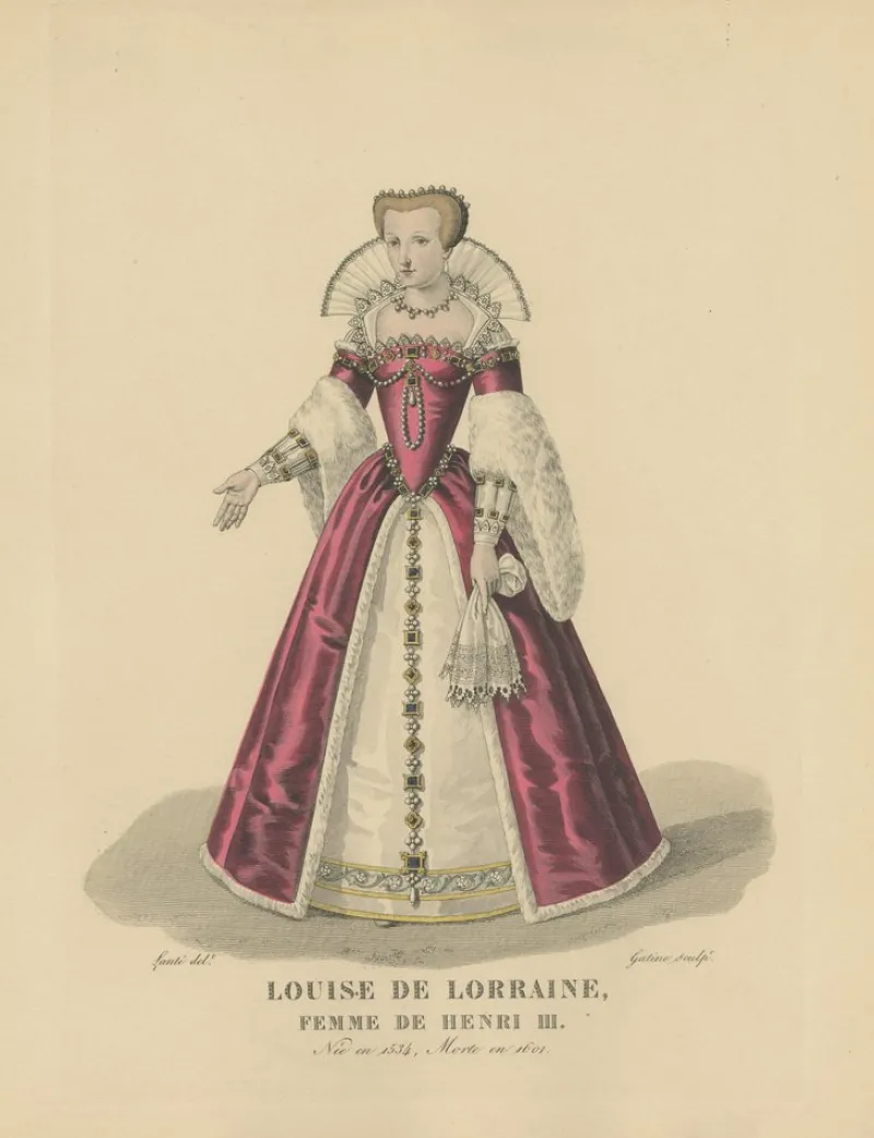 Pamono After Louis Marie Lanté, Costume of Louise De Lorraine, Queen of France, 1900, Print> Prints & Multiples