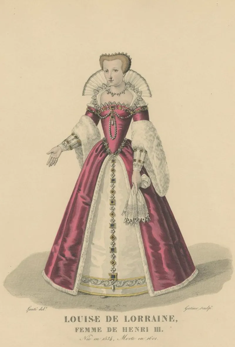 Pamono After Louis Marie Lanté, Costume of Louise De Lorraine, Queen of France, 1900, Print> Prints & Multiples