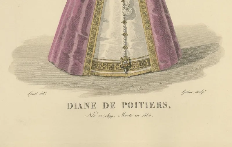 Pamono After Louis Marie Lanté, Diane De Poitiers, Mistress of Henri II, Handcoloured Engraving, 1900> Prints & Multiples