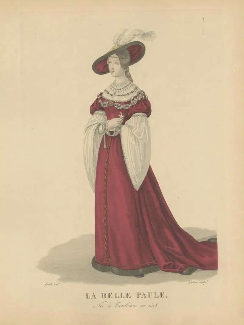 Pamono After Louis Marie Lanté, La Belle Paule, Toulouse Beauty, Handcoloured Engraving, 1900> Prints & Multiples