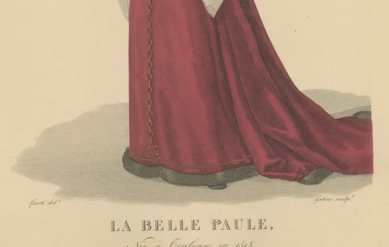 Pamono After Louis Marie Lanté, La Belle Paule, Toulouse Beauty, Handcoloured Engraving, 1900> Prints & Multiples
