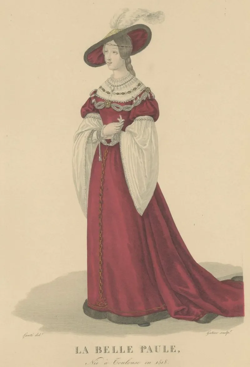 Pamono After Louis Marie Lanté, La Belle Paule, Toulouse Beauty, Handcoloured Engraving, 1900> Prints & Multiples