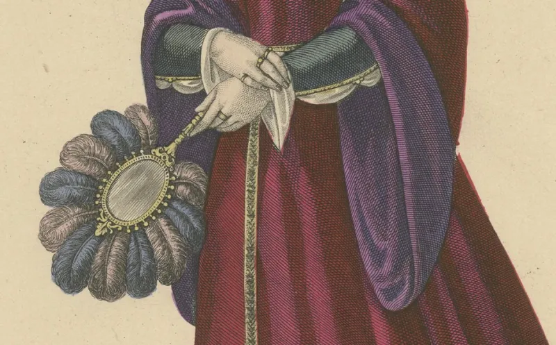 Pamono After Louis Marie Lanté, La Belle Ferronnière, French Renaissance Beauty, Handcoloured Engraving, 1900> Prints & Multiples