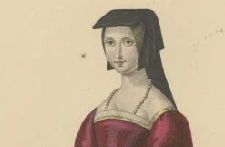 Pamono After Louis Marie Lanté, La Belle Ferronnière, French Renaissance Beauty, Handcoloured Engraving, 1900><noscript><img width=