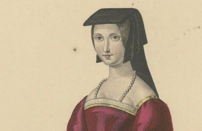 Pamono After Louis Marie Lanté, La Belle Ferronnière, French Renaissance Beauty, Handcoloured Engraving, 1900> Prints & Multiples