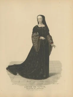 Pamono After Louis Marie Lanté, Louise of Savoy, Regent of France, Handcoloured Engraving, 1900> Prints & Multiples
